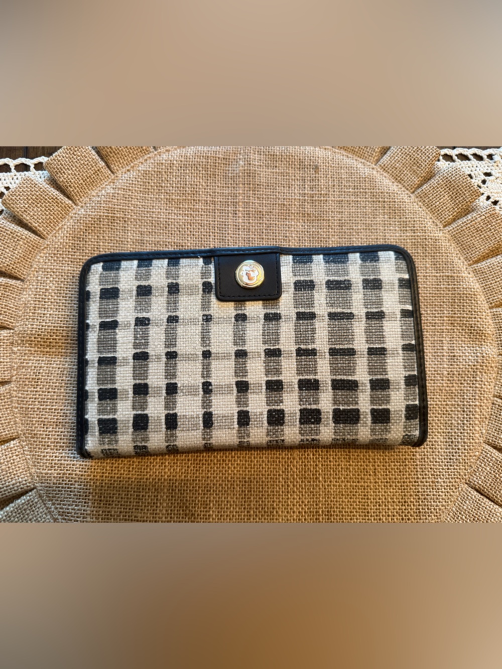 Spartina 449 Black and Cream Checkered Wallet